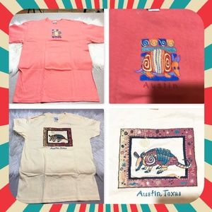 NWOT 2 Austin Texas Armadillo T-Shirts armadillo design